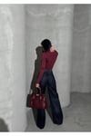 Sim Detaylı Koyu Denim Palazzo Pantolon