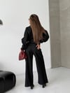 Siyah Denim Düğmeli Geniş Paça Kadın Tulum