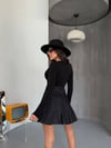 Siyah Pile Detaylı Denim Mini Etek