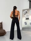 Siyah Yüksek Bel Geniş Paça Wide Leg Denim Jean Pantolon
