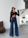 Siyah Yüksek Bel Geniş Paça Wide Leg Denim Jean Pantolon