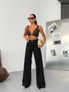 Siyah Yüksek Bel Geniş Paça Wide Leg Denim Jean Pantolon