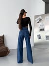 Siyah Yüksek Bel Geniş Paça Wide Leg Denim Jean Pantolon