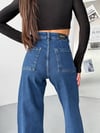 Siyah Yüksek Bel Geniş Paça Wide Leg Denim Jean Pantolon