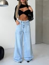 Ultra Geniş Paça Bağcıklı Denim Pantolon