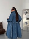 Uzun Denim Trençkot Jean Ceket