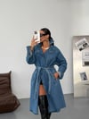 Uzun Denim Trençkot Jean Ceket