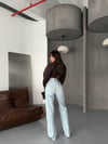 V Bel Tasarım Çoklu Düğmeli Wide Leg Jean