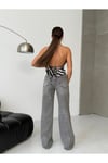 Vintage Gri Wide Leg Denim Pantolon