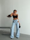 Yan Pencereli Geniş Paça Denim Pantolon