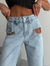 Yan Pencereli Geniş Paça Denim Pantolon