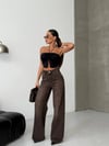 Yıkamalı Geniş Paça Denim Pantolon