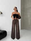 Yıkamalı Geniş Paça Denim Pantolon
