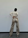 Yılan Derisi Dokulu Parlak Wide-Leg Jean Pantolon