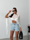 Yüksek Bel %100 Pamuklu Eskitme Detaylı Denim Şort - Premium Jean Shorts