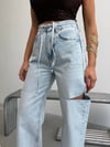 Yüksek Bel Asimetrik Geniş Paça Pamuklu  Denim Pantolon