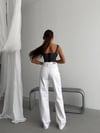 Yüksek Bel Asimetrik Geniş Paça Pamuklu  Denim Pantolon