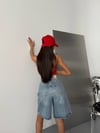 Yüksek Bel Baggy Jean Şort Bermuda Bol Kesim Kadın Denim Şort