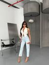 Yüksek Bel Cut Out Detaylı Mom Fit Jean Pantolon Modern Kesim Denim