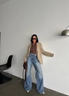 Yüksek Bel Dikiş Detaylı Wide Leg Jean