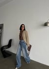 Yüksek Bel Dikiş Detaylı Wide Leg Jean