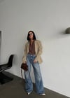Yüksek Bel Dikiş Detaylı Wide Leg Jean