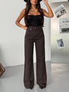 Yüksek Bel Dizleri Yırtık Detaylı Wide Leg Jean