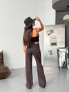 Yüksek Bel Dizleri Yırtık Detaylı Wide Leg Jean