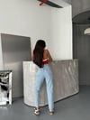Yüksek Bel Düğme Detaylı Mom Jean