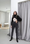 Yüksek Bel Füme Yıkamalı Mom Fit Denim Pantolon