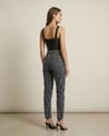 Yüksek Bel Füme Yıkamalı Mom Fit Denim Pantolon