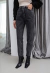 Yüksek Bel Füme Yıkamalı Mom Fit Denim Pantolon