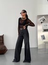 Yüksek Bel Geniş Paça Denim Jean Pantolon