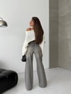 Yüksek Bel Geniş Paça Denim Jean Pantolon
