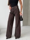 Yüksek Bel Geniş Paça Denim Pantolon