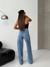 Yüksek Bel Geniş Paça Kadın Jean Pantolon
