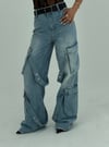 Yüksek Bel Geniş Paça Mavi Jean - Tasarım Kesim Salaş Denim Pantolon