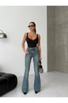 Yüksek Bel İspanyol Paça Denim Kadın Pantolon