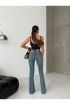 Yüksek Bel İspanyol Paça Denim Kadın Pantolon