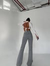 Yüksek Bel İspanyol Paça Lıkralı Denim Kot Pantolon