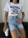 Yüksek Bel Kıvrık Paça Denim Bermuda Pamuklu Kot Şort