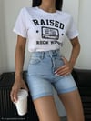 Yüksek Bel Kıvrık Paça Denim Bermuda Pamuklu Kot Şort