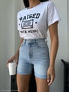 Yüksek Bel Kıvrık Paça Denim Bermuda Pamuklu Kot Şort
