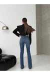 Yüksek Bel Klasik Mavi İspanyol Paça Kadın Denim Pantolon