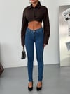 Yüksek Bel Likralı Skinny Jean