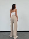 Yüksek Bel Oversize Kesim Bej Palazzo Pantolon