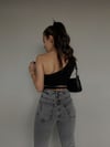 Yüksek Bel Paçası Püsküllü Yırtık Detaylı Premium Pamuklu Denim Pantolon