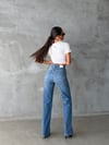 Yüksek Bel Straight Düz Kesim Lıkralı Kot Pantolon