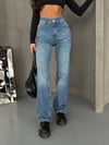 Yüksek Bel Wide Leg Pamuklu Denim Pantolon
