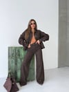 Yüksek Bel Wide Leg Pantolon Denim Ceket Takım